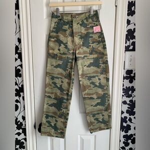We The Free High Rise Women's Camo Utility Jeans - Green/Brown cool girl